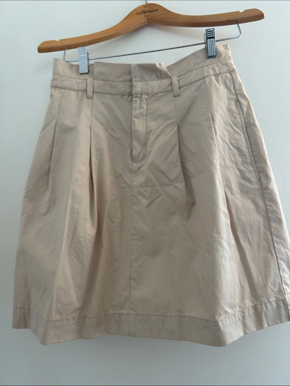Zara Neutral Beige A-Line Midi Skirt